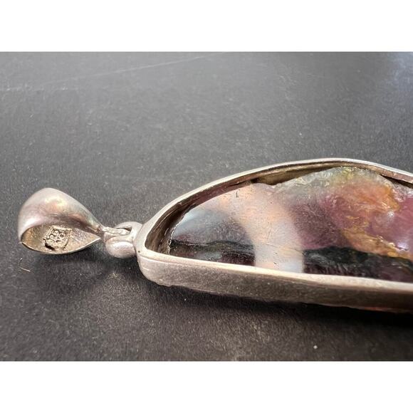 NEW Watermelon multi tourmaline sterling silver pendant 7.91 grams - Picture 5 of 11